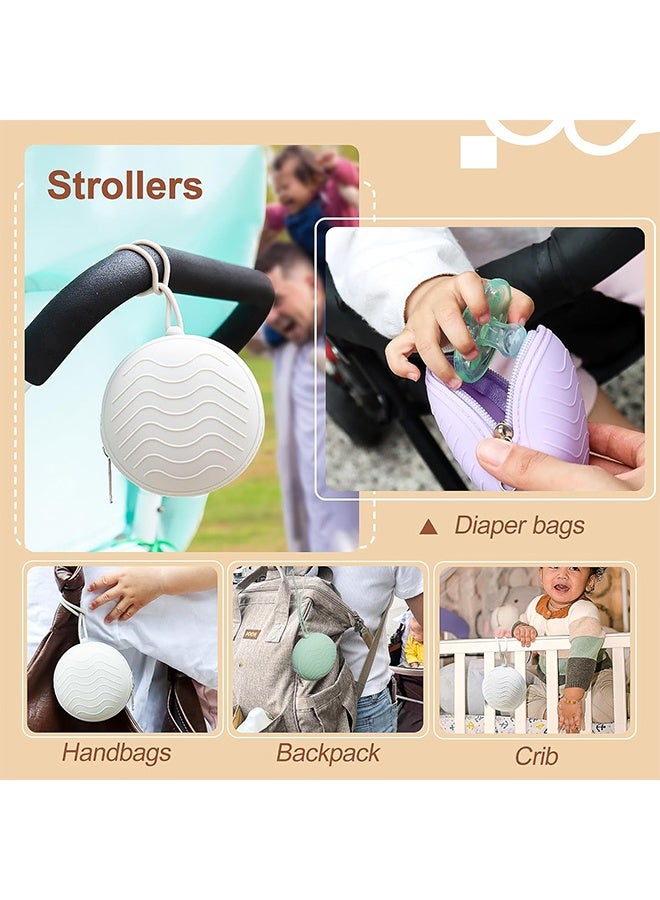 3 Pack Silicone Pacifier Holder Case, BPA-Free Cover Pouch for Baby, Portable Storage Container for Diaper Bag Stroller, Travel Outdoor Activities, Easy to Clean (Green, Grey, Purple) - Image 5